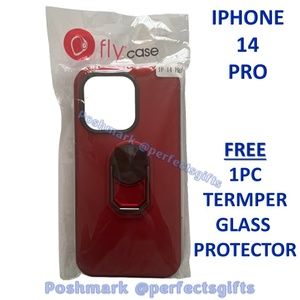 iPhone 14 Pro Case with Ring Stand Red Collar NEW